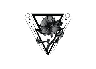 Vector line flowers vector floral set, vector line flowers, modern black plants, floral line illustration