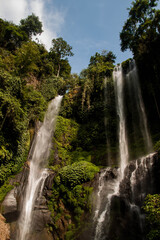 Sekumpul Waterfall under the blue sky in Bali 