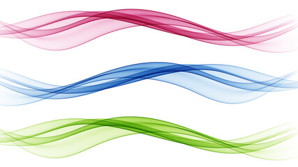 Set of transparent waves. Abstract colour background waves.Wave red,blue,green