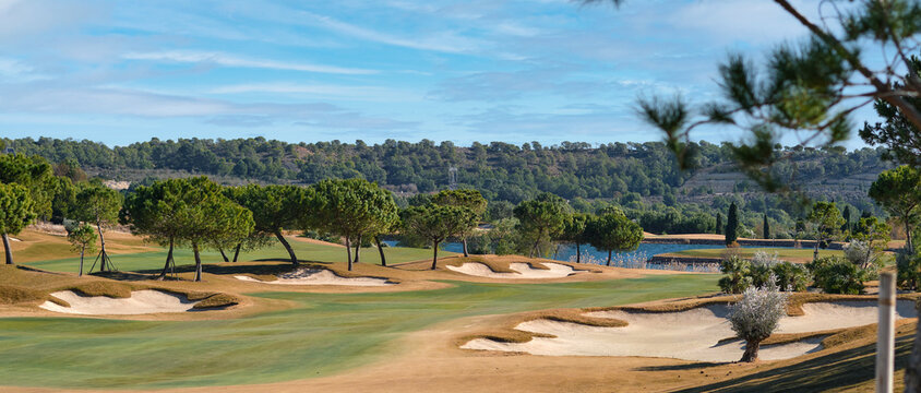 Golf course in Las Colinas, panoramic image, Spain