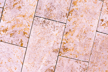 tile, marble, concrete aged texture. old, vintage pink, Fortuna Gold background. gold with roughness and cracks