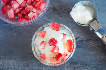 Yogurt ice cream with strawberry