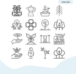 Simple set of foliage related lineal icons.