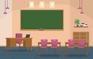 Empty Classroom Interior Education High School Class Nobody Illustration