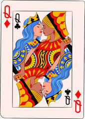 playing card ladies vector illustration 