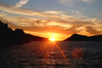 Beautiful sunset on island Lastovo, Croatia.