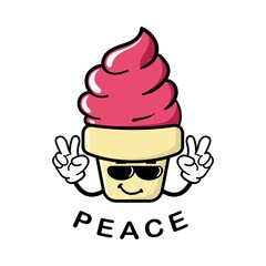 cute ice cream cartoon mascot character