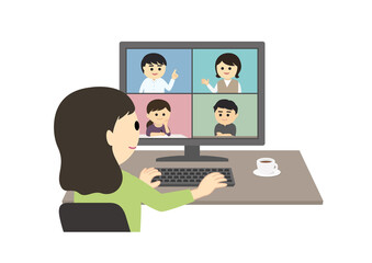 テレワークをしている女性