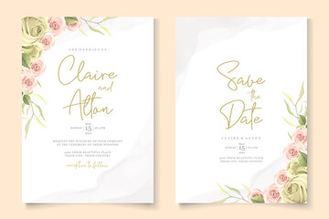 Fototapeta na wymiar Hand drawn wedding card template with floral design