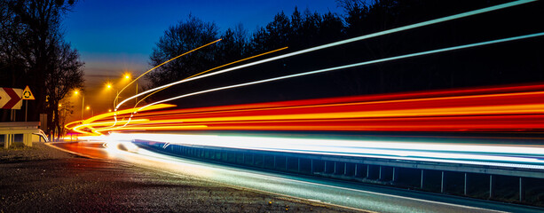 lights of cars with night. long exposure