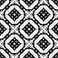  Geometric vector pattern with triangular elements. Seamless abstract ornament for wallpapers and backgrounds. Black and white colors.