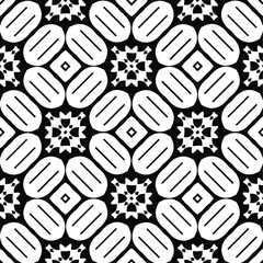  Geometric vector pattern with triangular elements. Seamless abstract ornament for wallpapers and backgrounds. Black and white colors.
