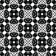  Geometric vector pattern with triangular elements. Seamless abstract ornament for wallpapers and backgrounds. Black and white colors.
