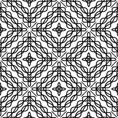  Geometric vector pattern with triangular elements. Seamless abstract ornament for wallpapers and backgrounds. Black and white colors.