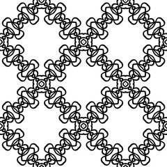  Geometric vector pattern with triangular elements. Seamless abstract ornament for wallpapers and backgrounds. Black and white colors.