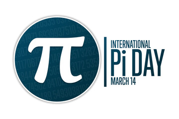 Happy National Pi Day. March 14. Holiday concept. Template for background, banner, card, poster with text inscription. Vector EPS10 illustration.
