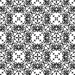  Geometric vector pattern with triangular elements. Seamless abstract ornament for wallpapers and backgrounds. Black and white colors.