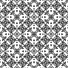  Geometric vector pattern with triangular elements. Seamless abstract ornament for wallpapers and backgrounds. Black and white colors.