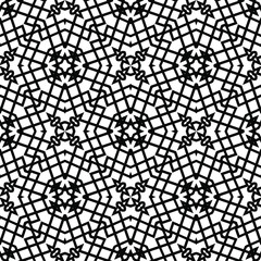  Geometric vector pattern with triangular elements. Seamless abstract ornament for wallpapers and backgrounds. Black and white colors.