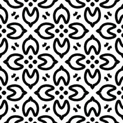  Geometric vector pattern with triangular elements. Seamless abstract ornament for wallpapers and backgrounds. Black and white colors.