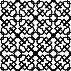  Geometric vector pattern with triangular elements. Seamless abstract ornament for wallpapers and backgrounds. Black and white colors.