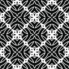  Geometric vector pattern with triangular elements. Seamless abstract ornament for wallpapers and backgrounds. Black and white colors.