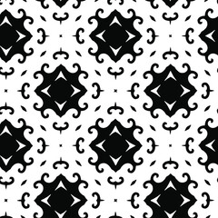  Geometric vector pattern with triangular elements. Seamless abstract ornament for wallpapers and backgrounds. Black and white colors.