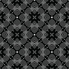 Fototapeta premium Geometric vector pattern with triangular elements. Seamless abstract ornament for wallpapers and backgrounds. Black and white colors.