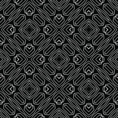  Geometric vector pattern with triangular elements. Seamless abstract ornament for wallpapers and backgrounds. Black and white colors.