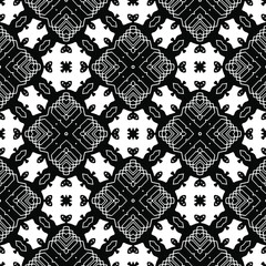  Geometric vector pattern with triangular elements. Seamless abstract ornament for wallpapers and backgrounds. Black and white colors.
