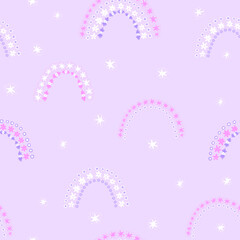 Seamless pattern with rainbow. Magic mood, kids room, fashion.