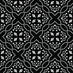 Geometric vector pattern with triangular elements. Seamless abstract ornament for wallpapers and backgrounds. Black and white colors.