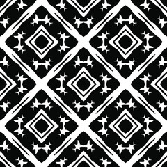  Geometric vector pattern with triangular elements. Seamless abstract ornament for wallpapers and backgrounds. Black and white colors.