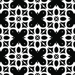  Geometric vector pattern with triangular elements. Seamless abstract ornament for wallpapers and backgrounds. Black and white colors.