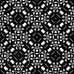  Geometric vector pattern with triangular elements. Seamless abstract ornament for wallpapers and backgrounds. Black and white colors.