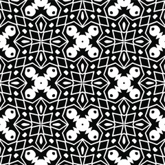  Geometric vector pattern with triangular elements. Seamless abstract ornament for wallpapers and backgrounds. Black and white colors.