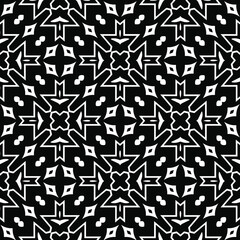  Geometric vector pattern with triangular elements. Seamless abstract ornament for wallpapers and backgrounds. Black and white colors.