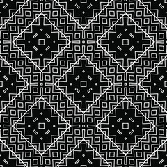  Geometric vector pattern with triangular elements. Seamless abstract ornament for wallpapers and backgrounds. Black and white colors.