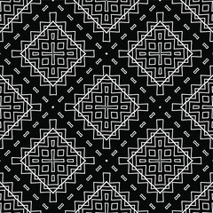  Geometric vector pattern with triangular elements. Seamless abstract ornament for wallpapers and backgrounds. Black and white colors.