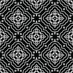  Geometric vector pattern with triangular elements. Seamless abstract ornament for wallpapers and backgrounds. Black and white colors.