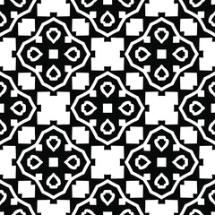 Geometric vector pattern with triangular elements. Seamless abstract ornament for wallpapers and backgrounds. Black and white colors.