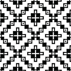 Geometric vector pattern with triangular elements. Seamless abstract ornament for wallpapers and backgrounds. Black and white colors.