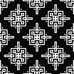 Geometric vector pattern with triangular elements. Seamless abstract ornament for wallpapers and backgrounds. Black and white colors.