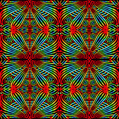 Seamless vector pattern of ornamental colorful geometric elements