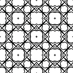 Geometric vector pattern with triangular elements. Seamless abstract ornament for wallpapers and backgrounds. Black and white colors.