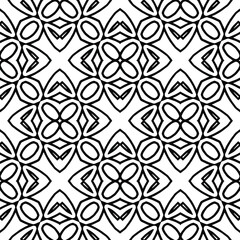 Geometric vector pattern with triangular elements. Seamless abstract ornament for wallpapers and backgrounds. Black and white colors.