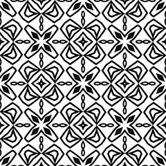 Fototapeta premium Geometric vector pattern with triangular elements. Seamless abstract ornament for wallpapers and backgrounds. Black and white colors.