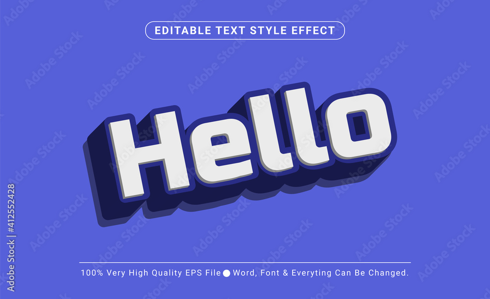 Poster 3D Hello Text Style Effect, Editable Text Effect