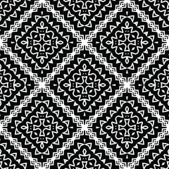Geometric vector pattern with triangular elements. Seamless abstract ornament for wallpapers and backgrounds. Black and white colors.