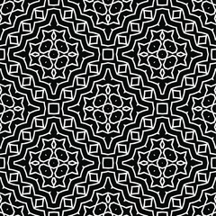 Geometric vector pattern with triangular elements. Seamless abstract ornament for wallpapers and backgrounds. Black and white colors.